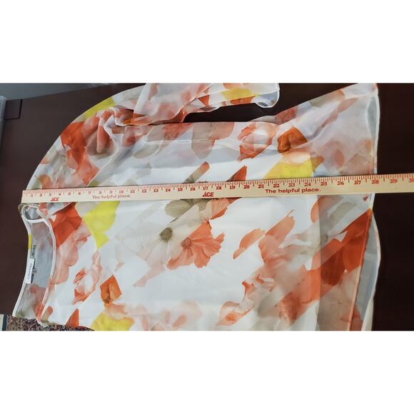 Calvin Klein Floral Sheer Tank Lined Slit Flutter Sleeve Chiffon Blouse Size 1X - Picture 11 of 11